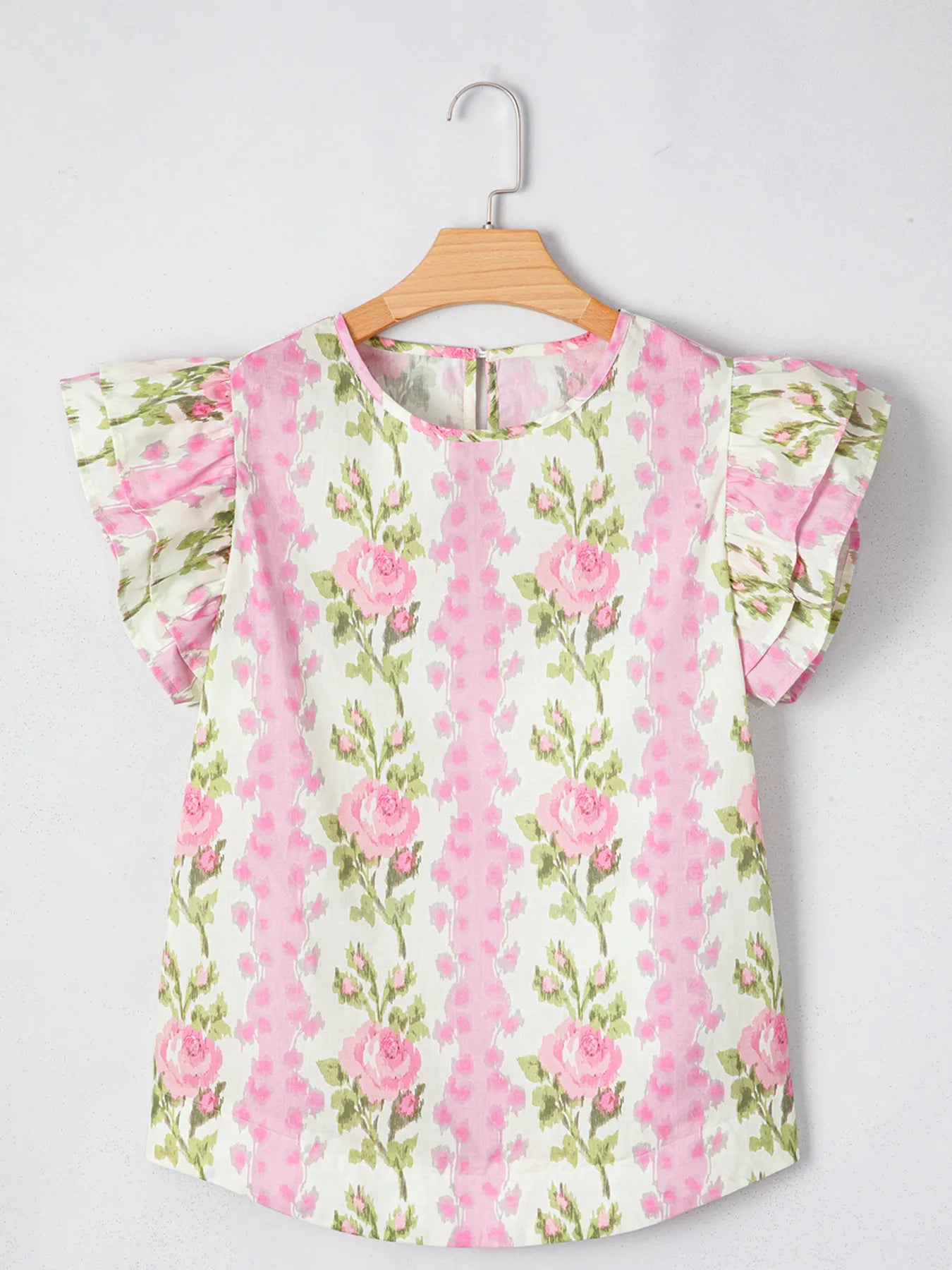 Floral Print Ruffled Sleeve Blouse