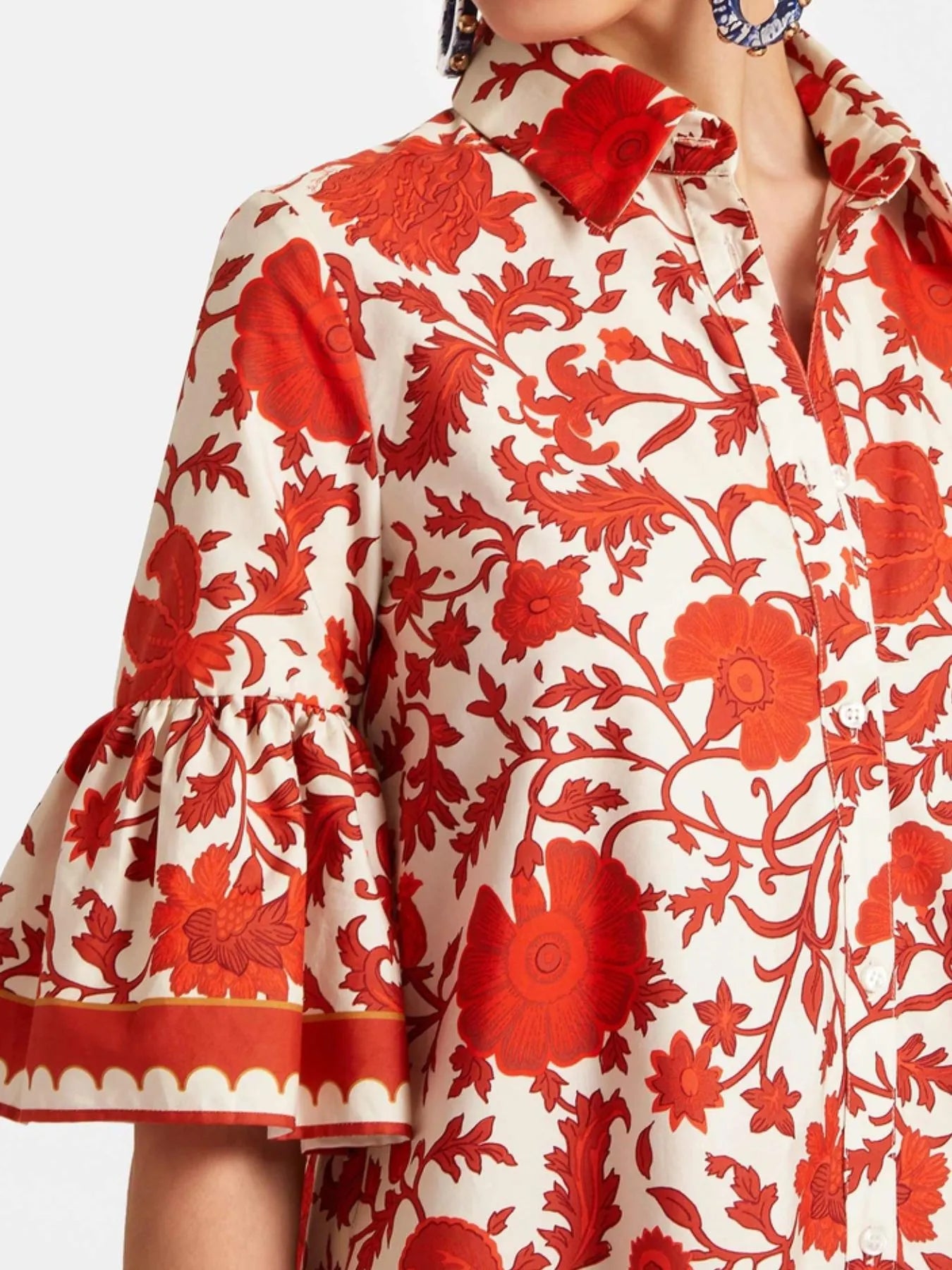 Floral Print Ruffle Sleeve Mini Dress
