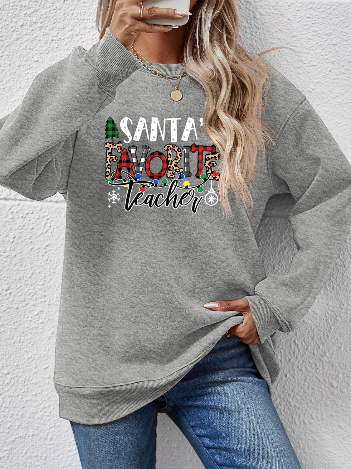 Letter Graphic Sweatshirt Charcoal