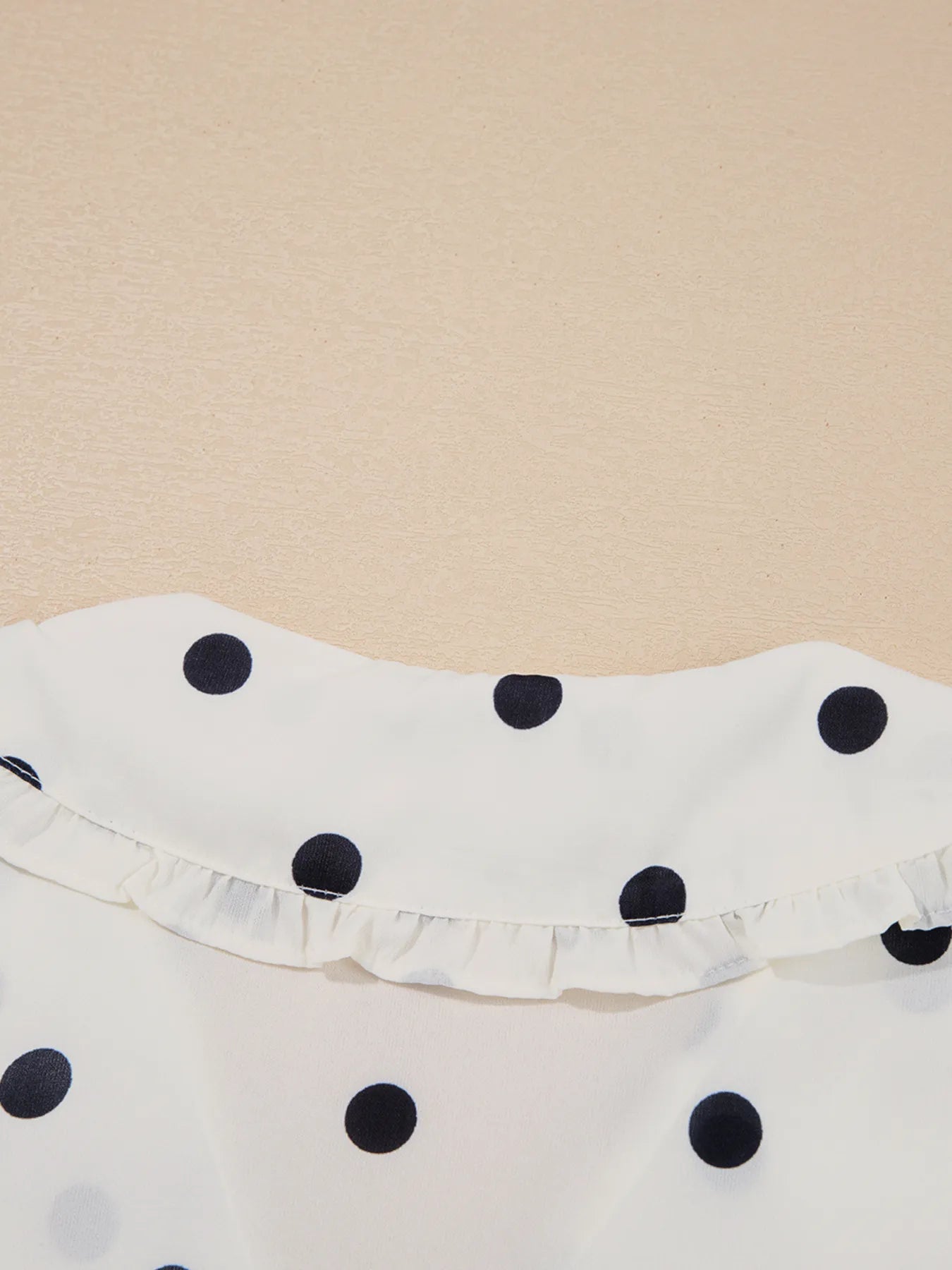 Polka Dot Collared Puff Sleeve Peplum Top