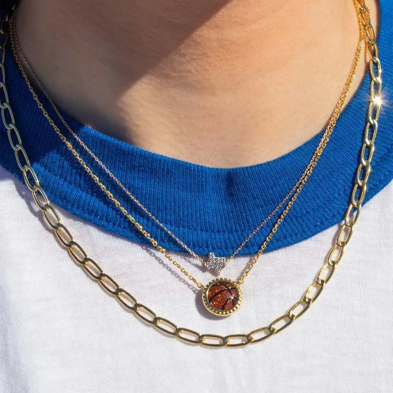 Sporty Element Resin Necklace Basketball Gold One Size