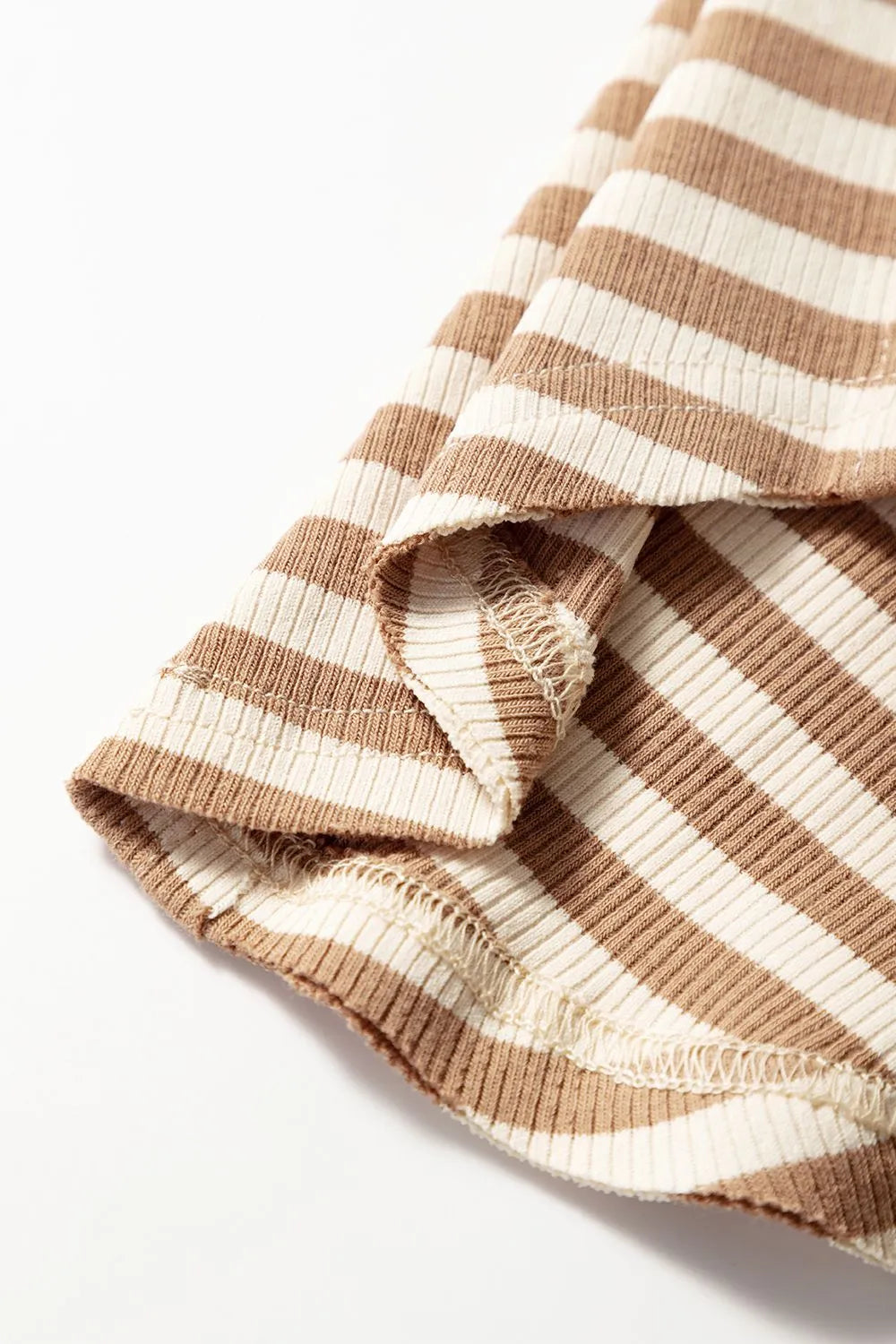Stripe Exposed Seam Trim Round Neck Sleeveless Top