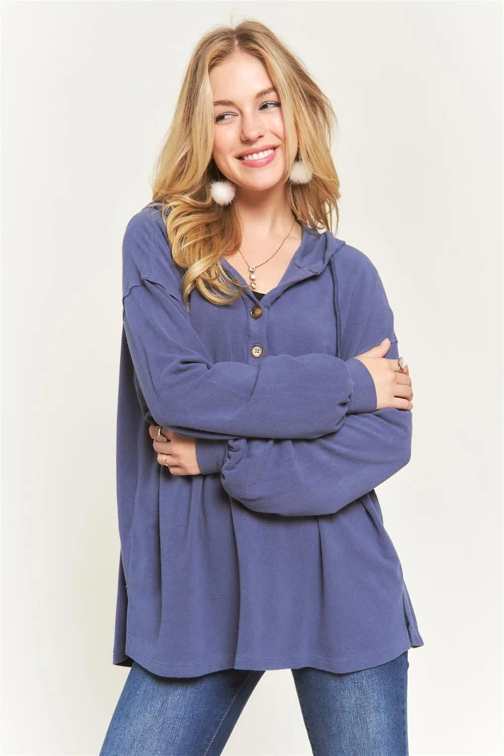 ADORA Henley Hoodie Tunic Top