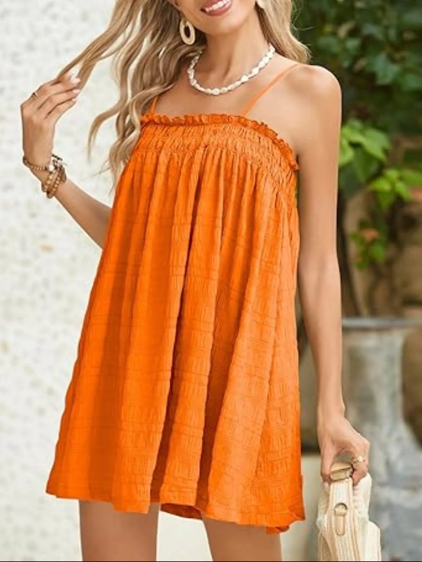 Frill Textured Mini Cami Dress