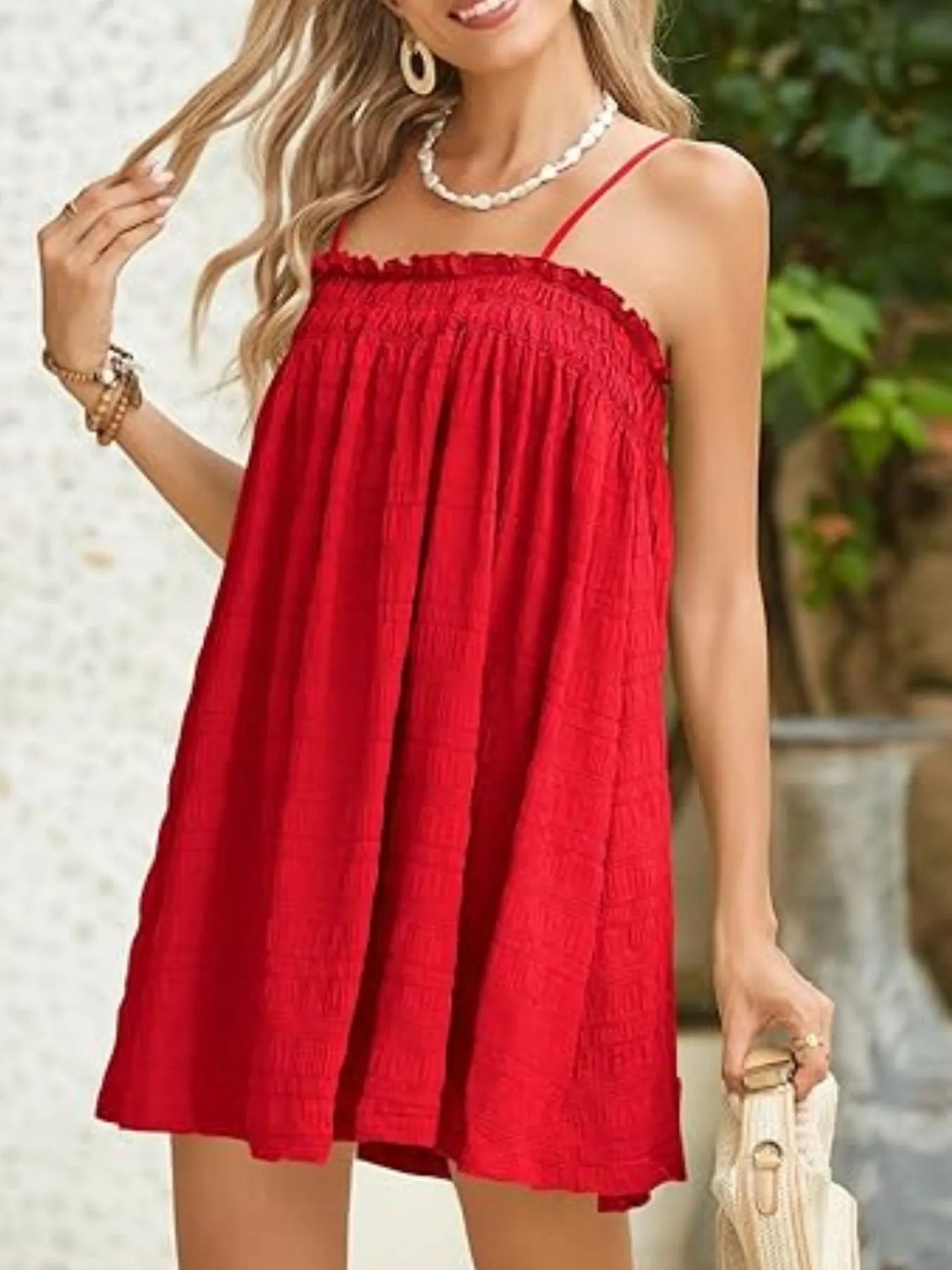 Frill Textured Mini Cami Dress
