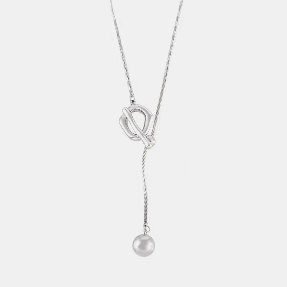 Stainless Steel Bead Necklace Silver One Size