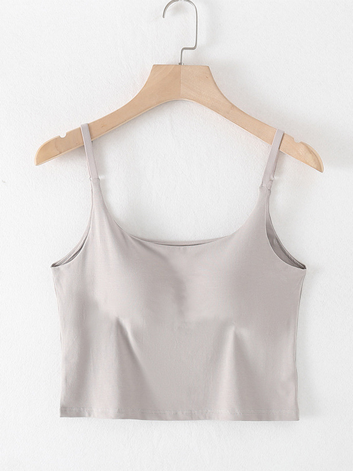 Scoop Neck Cropped Cami with Chest Pads Dust Storm