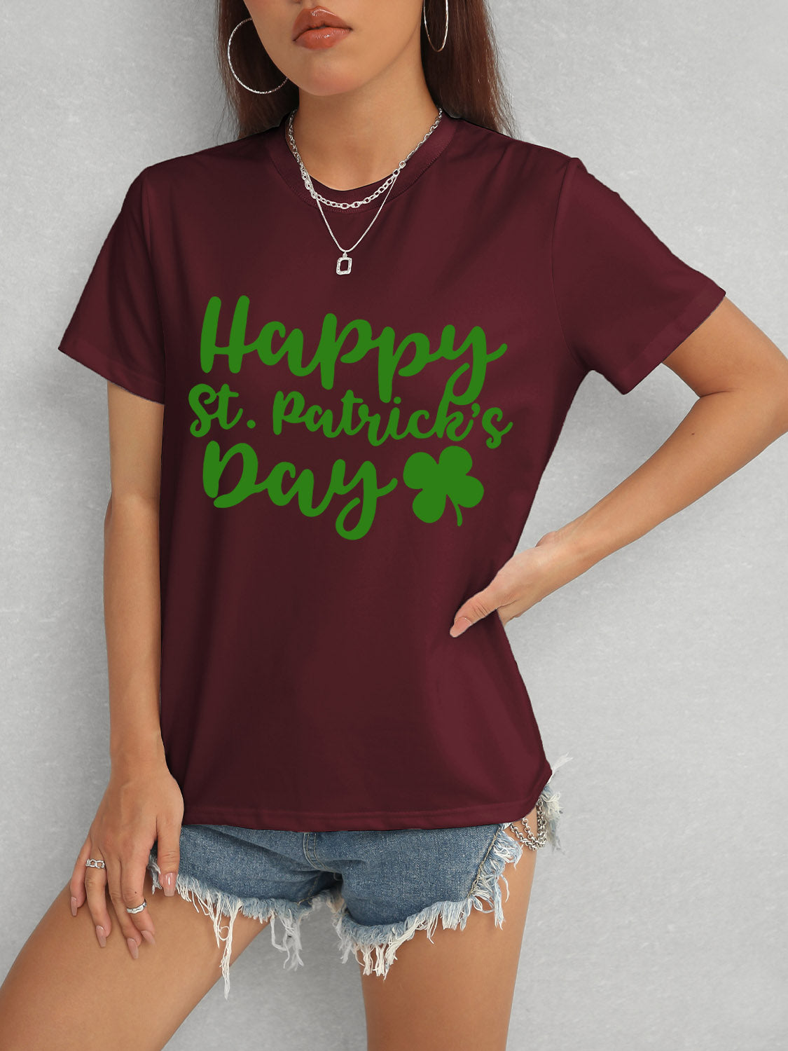 HAPPY ST. PATRICK'S DAY Short Sleeve T-Shirt Burgundy
