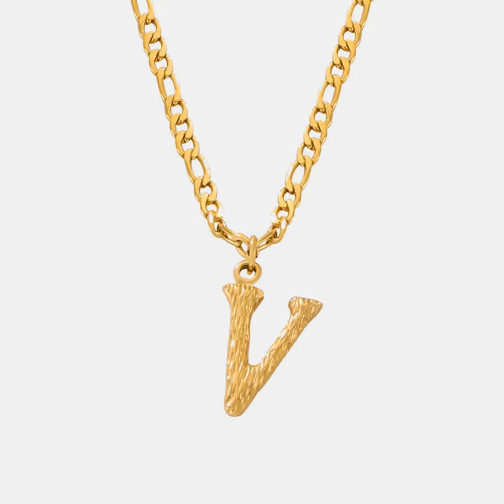 Titanium Steel Letter Pendant Necklace Style V One Size