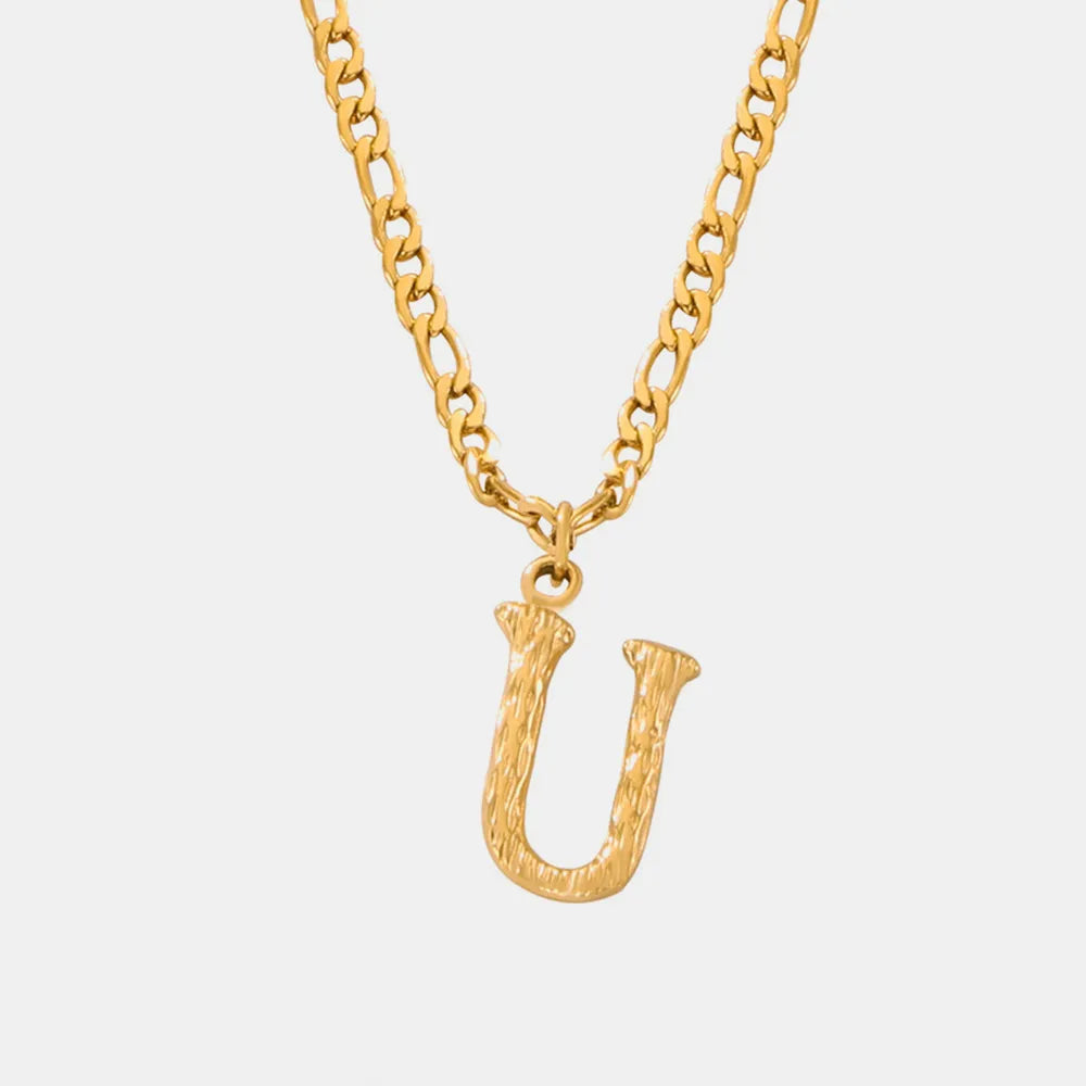 Titanium Steel Letter Pendant Necklace Style U One Size
