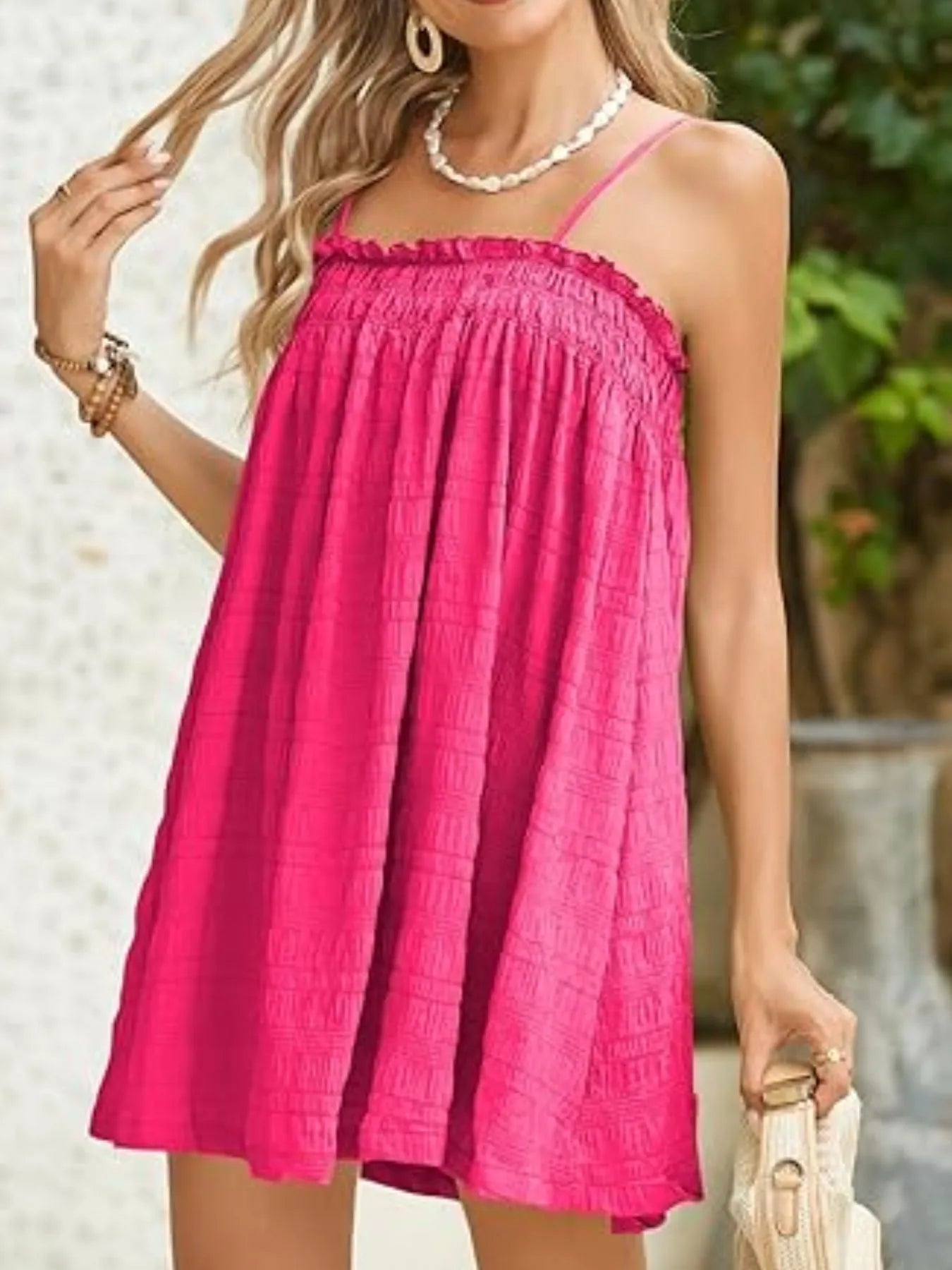 Frill Textured Mini Cami Dress