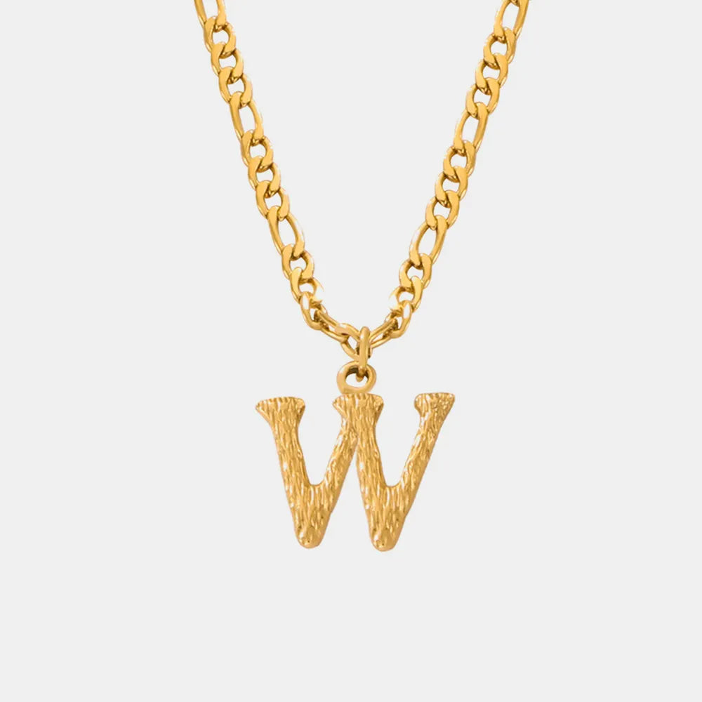 Titanium Steel Letter Pendant Necklace Style W One Size