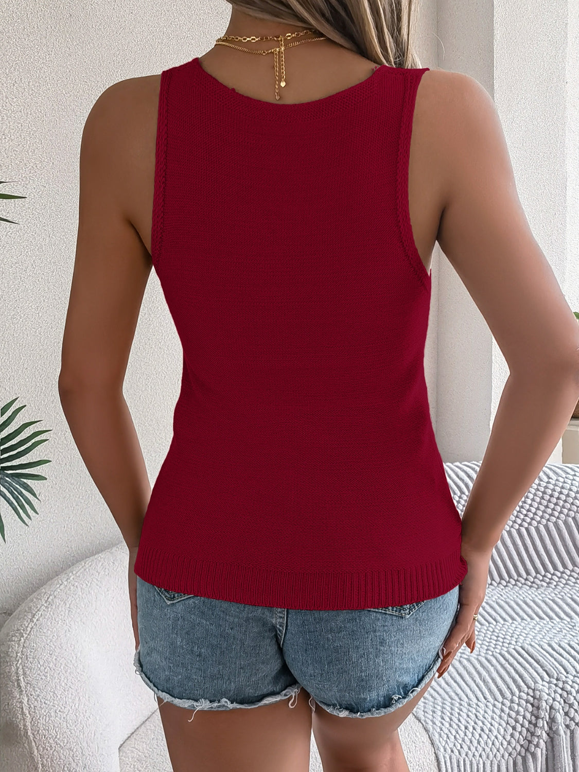 Eyelet V-Neck Tank