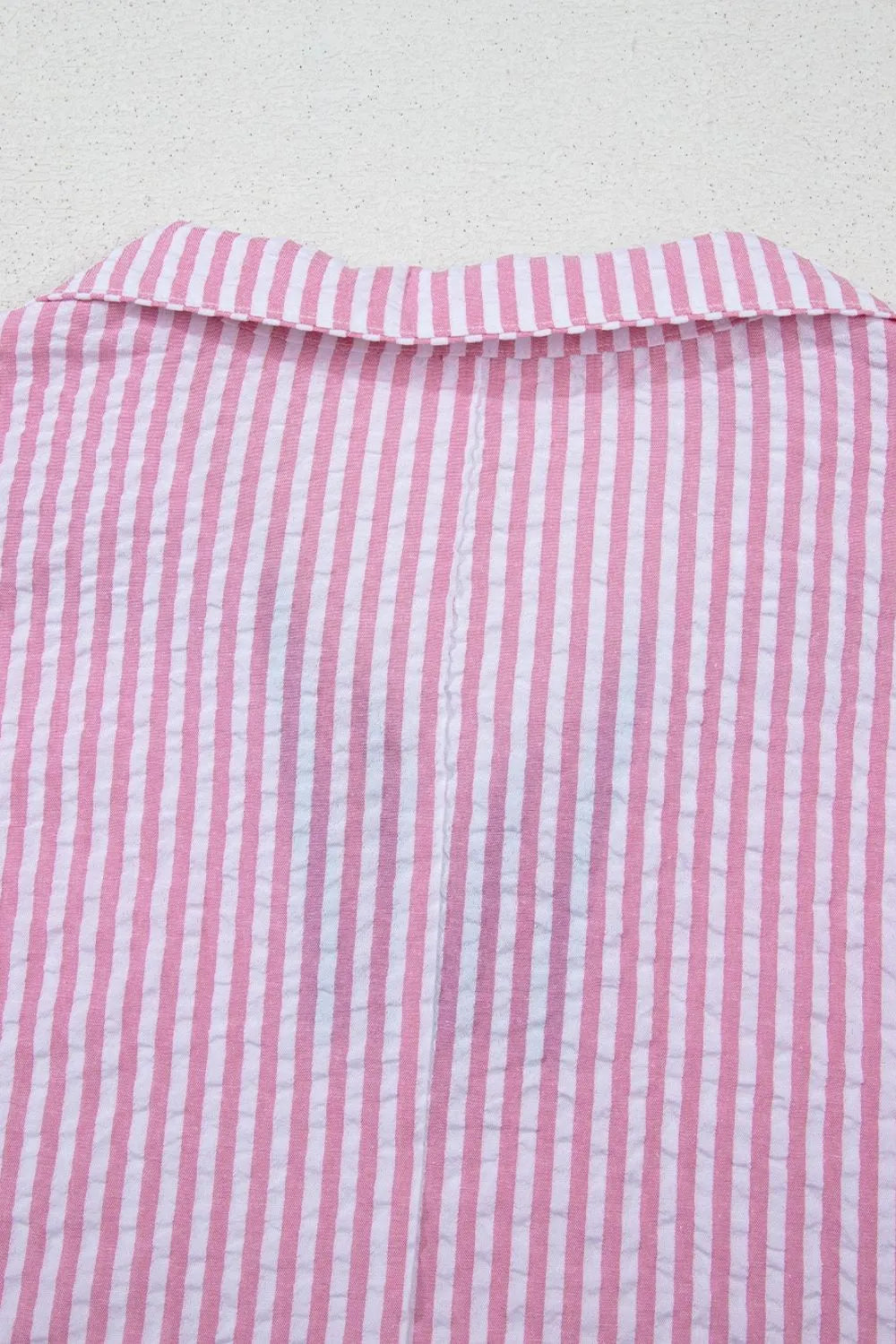 Striped Print Contrast Split Neck Dolman Sleeve Blouse