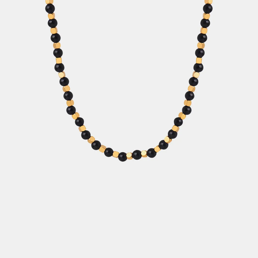 Agate Beaded Titanium Steel Necklace