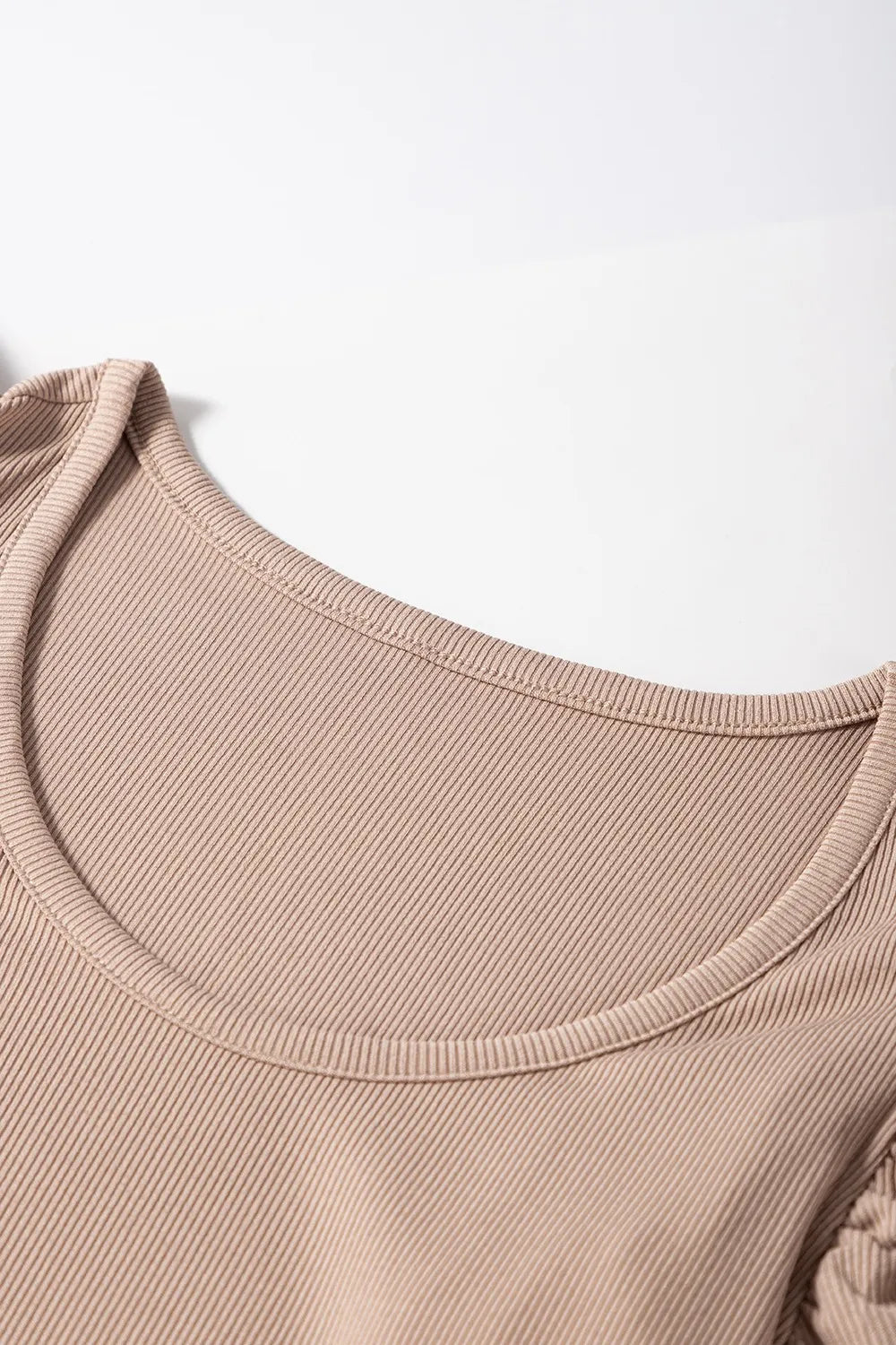 Ribbed Knit Ruffled Cap Sleeve Slim Fit Top