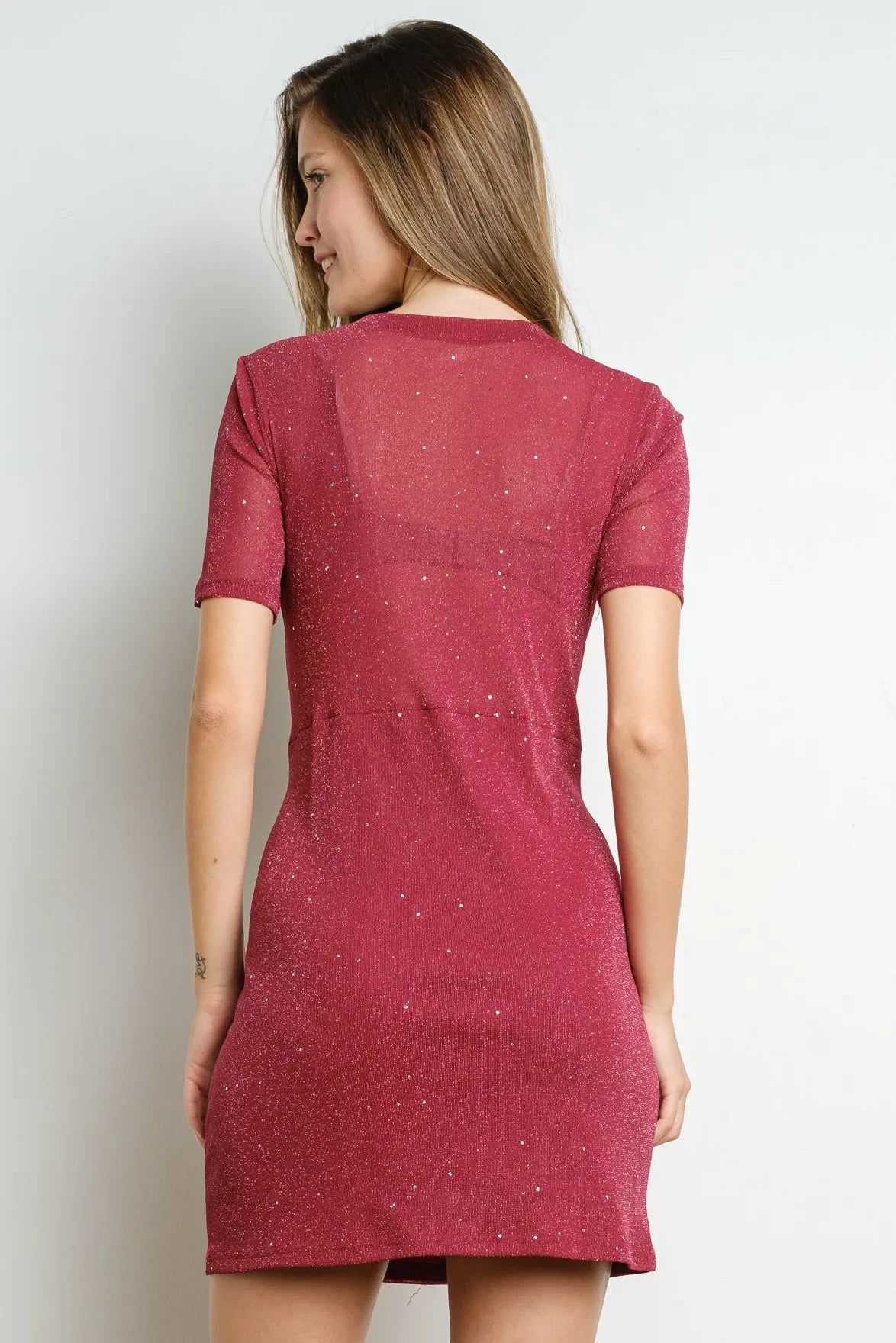BiBi Twisted Front Glitter Mini Dress