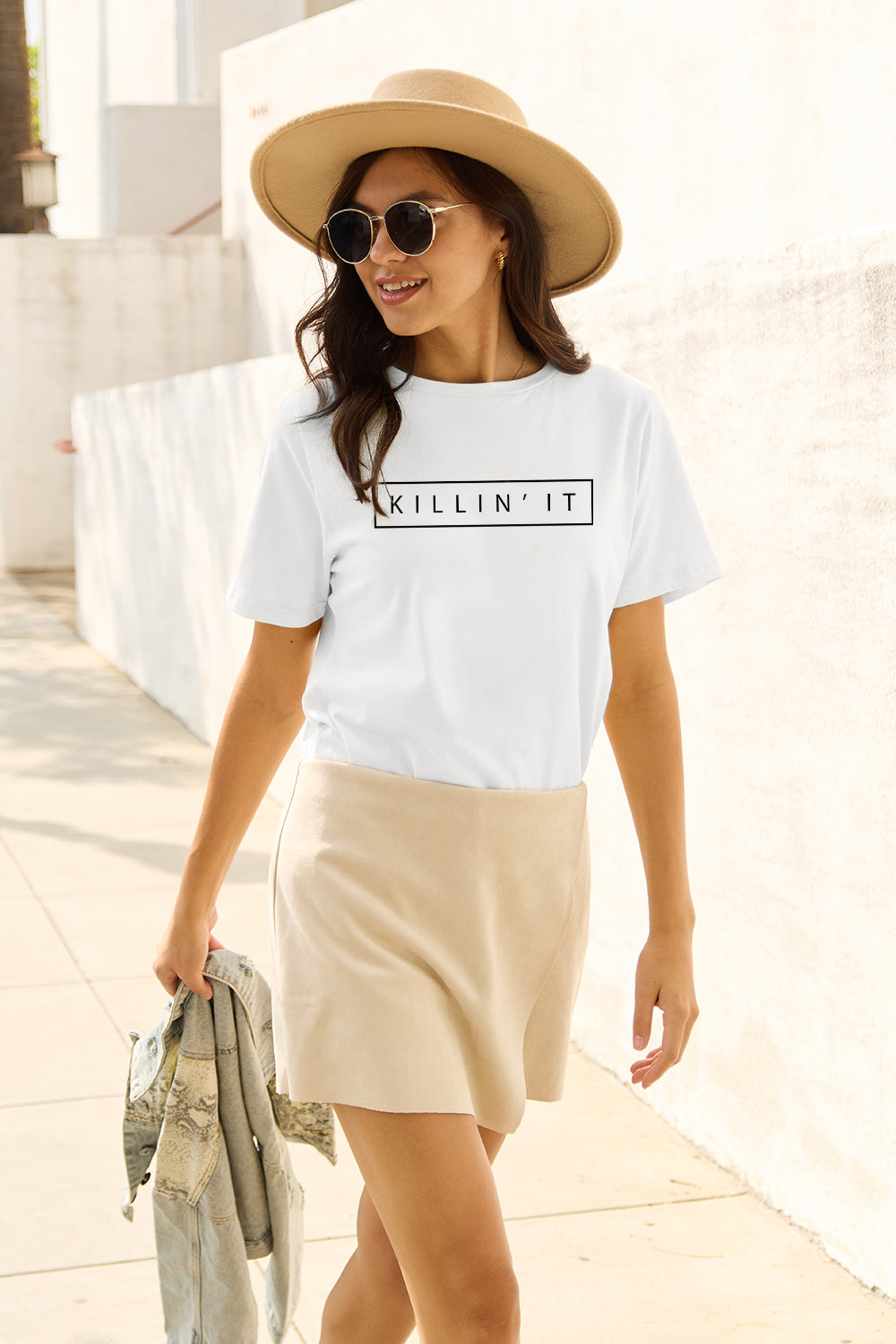 Simply Love Full Size KILLIN'IT Short Sleeve T-Shirt White
