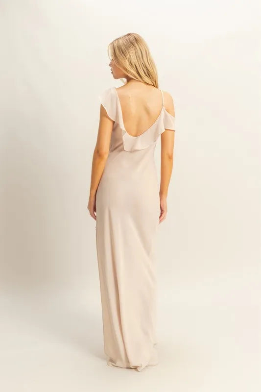 HYFVE Chiffon Ruffle Trim Midi Dress