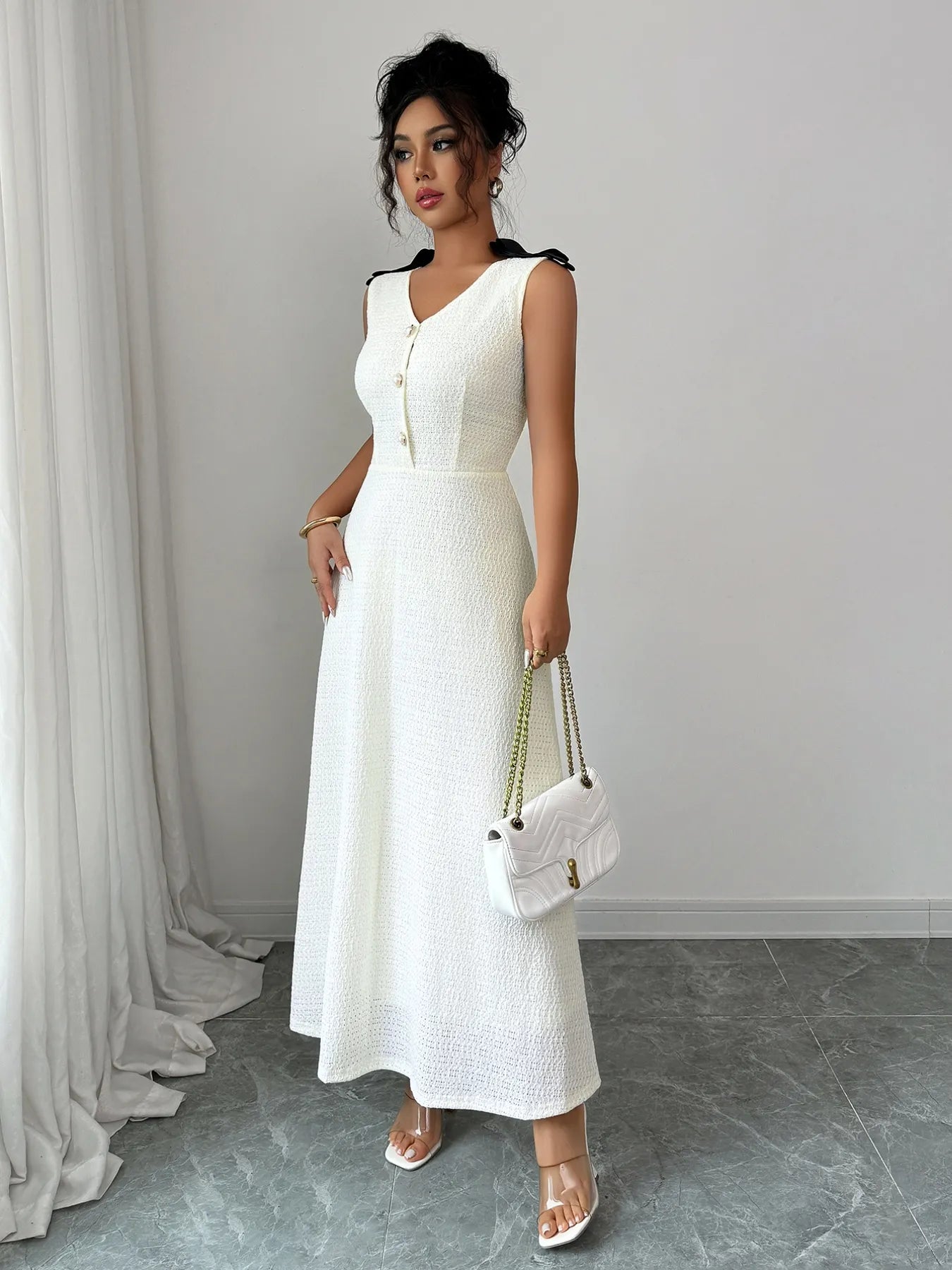 Buttoned Sleeveless Maxi Tank Dress