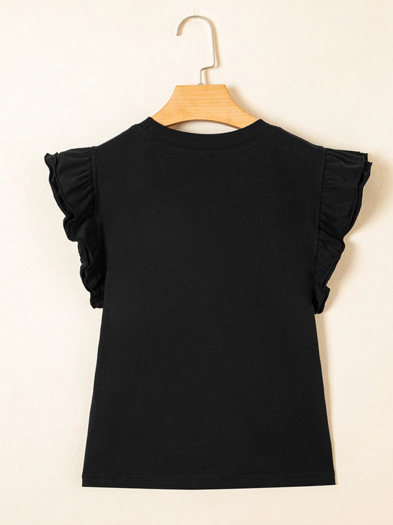 Ruffled Crew Neck Slim Fit Top