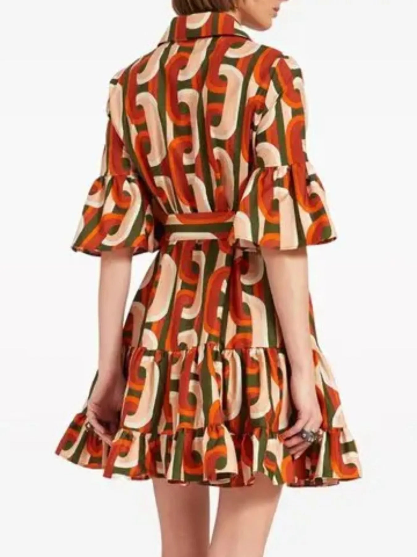 Floral Print Ruffle Sleeve Mini Dress