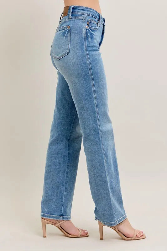 Judy Blue Full Size Tummy Control Vintage Wash Straight Jeans Plus Size