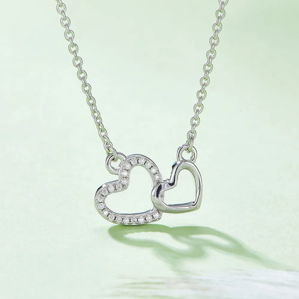 Moissanite 925 Sterling Silver Heart Necklace Silver One Size