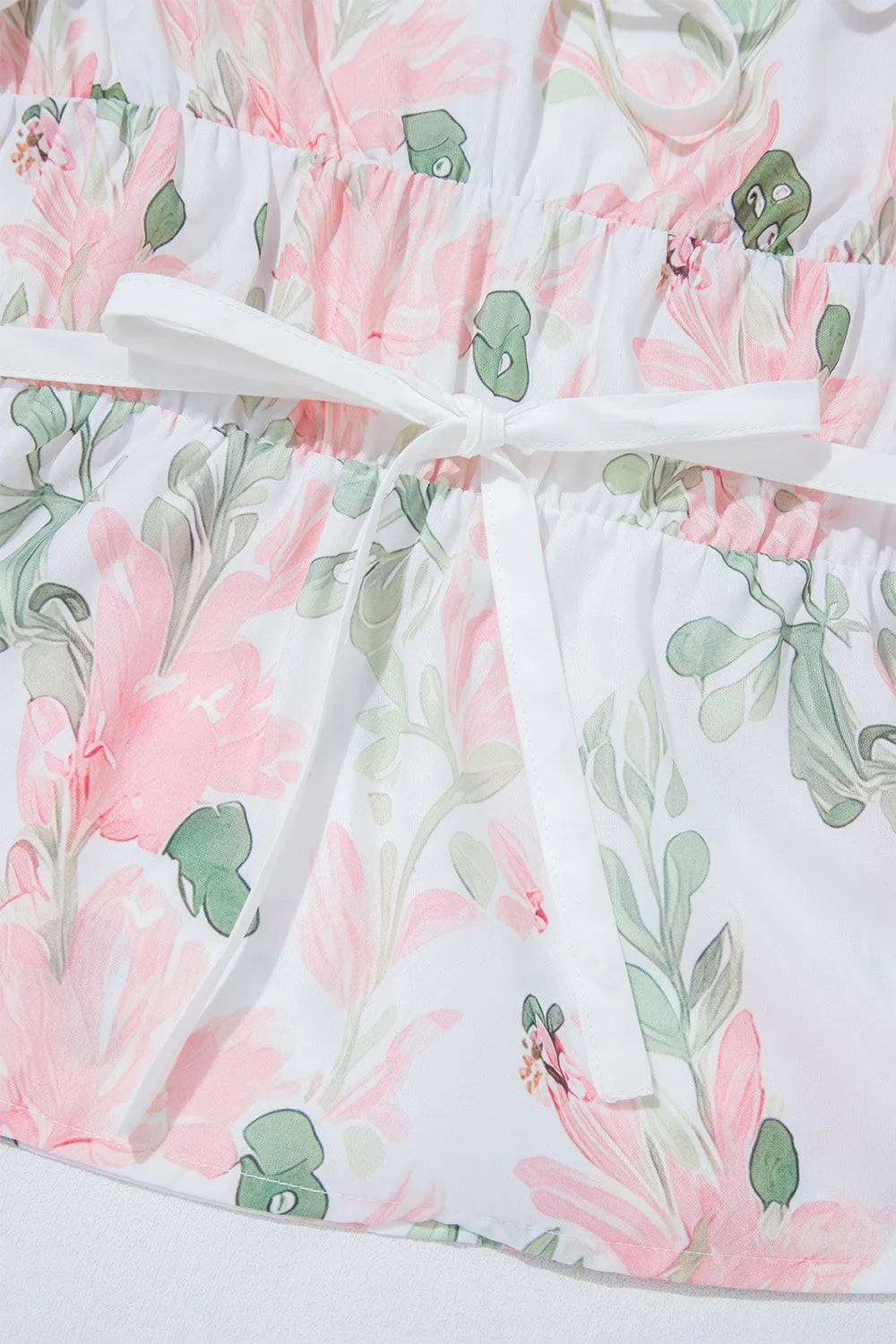 Tied Printed Short Sleeve Blouse