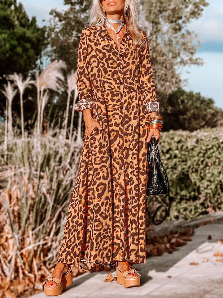 Leopard Buttoned Maxi Dress Leopard