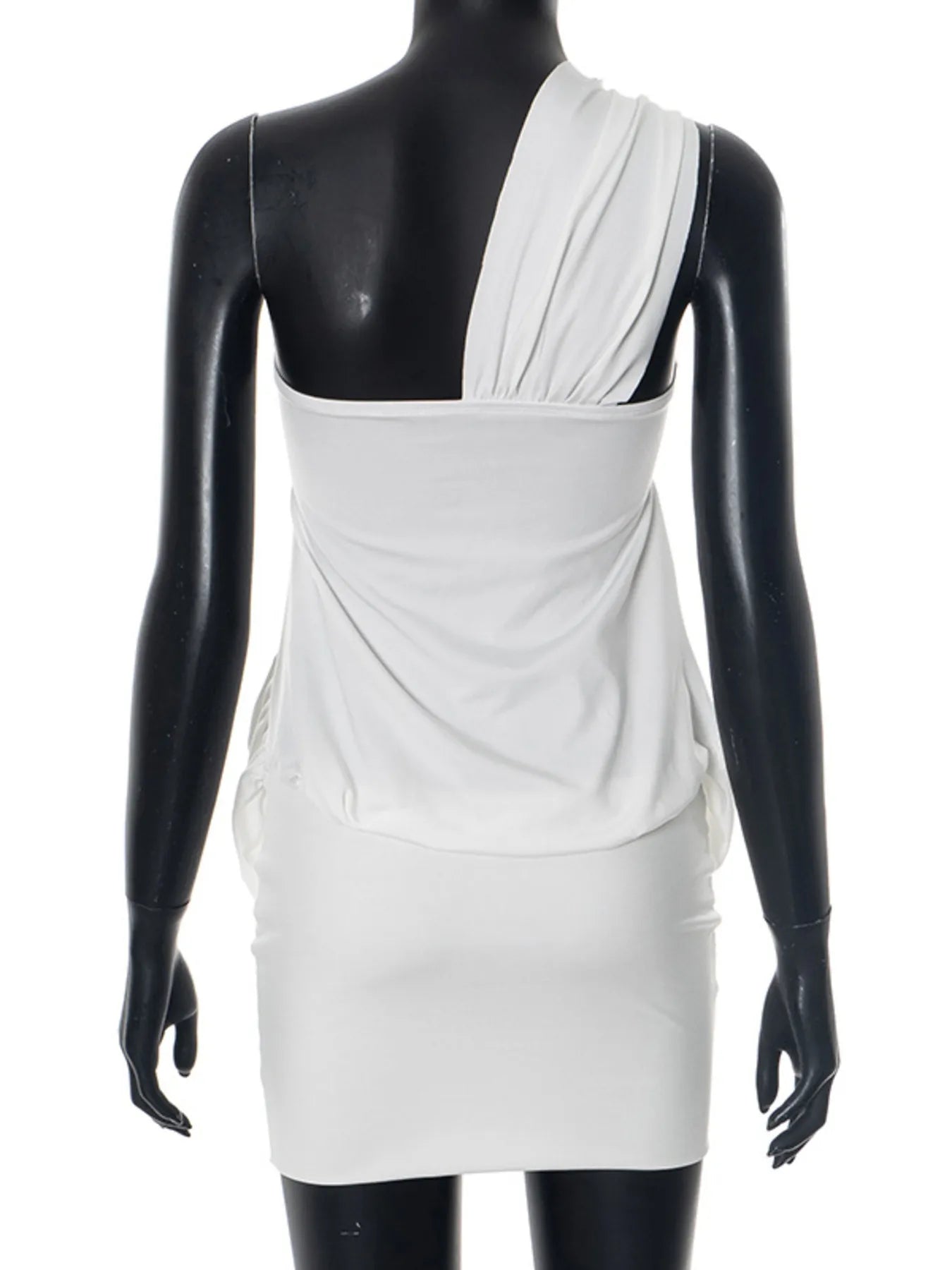Ruched One-Shoulder Mini Dress