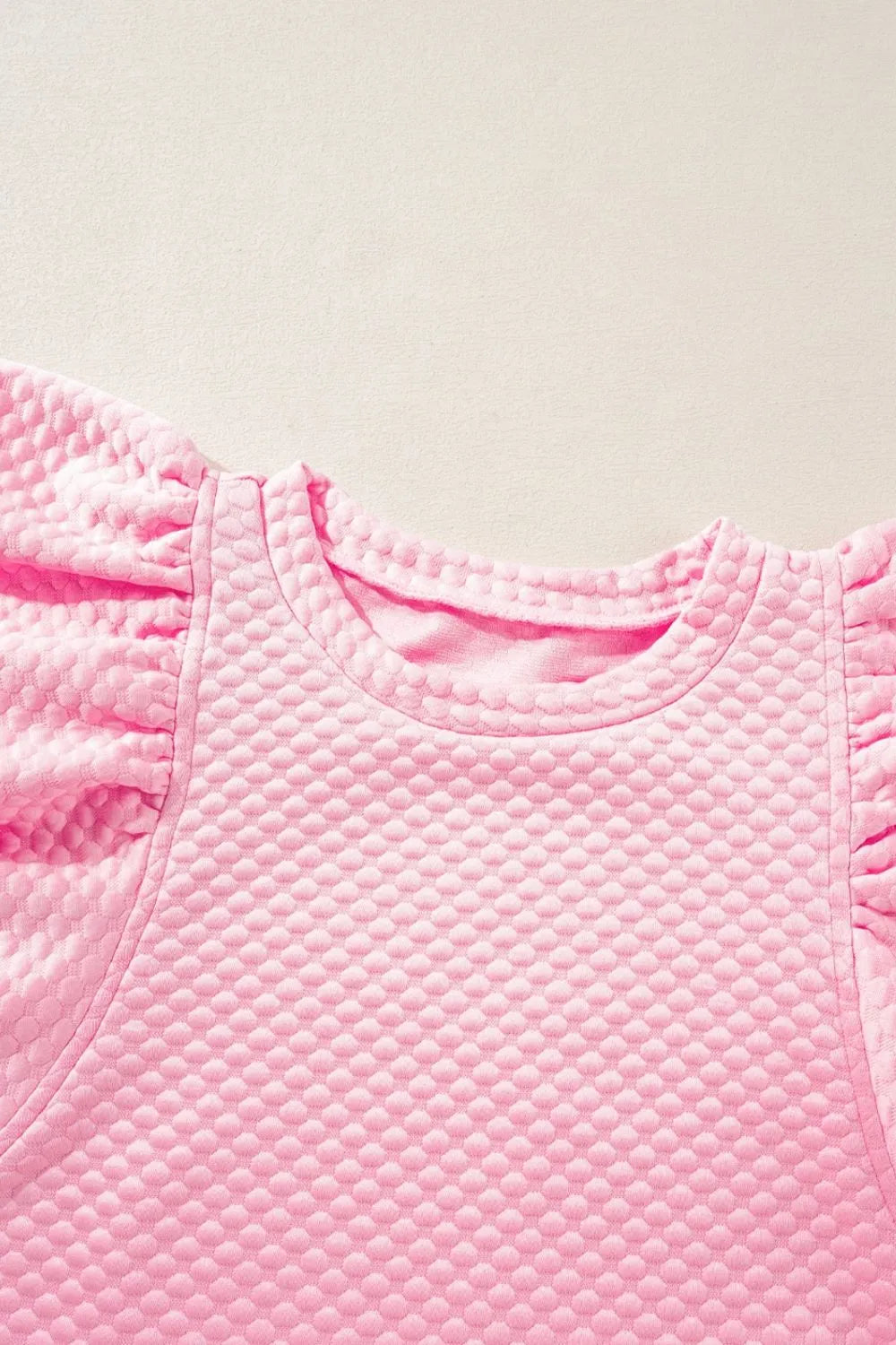 Textured Ruffle Cap Sleeve Top