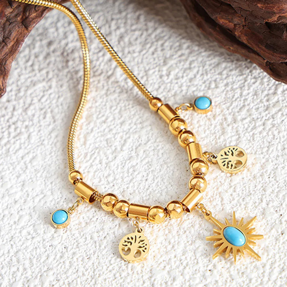 Gold-Plated Titanium Steel Charm Necklace Gold One Size