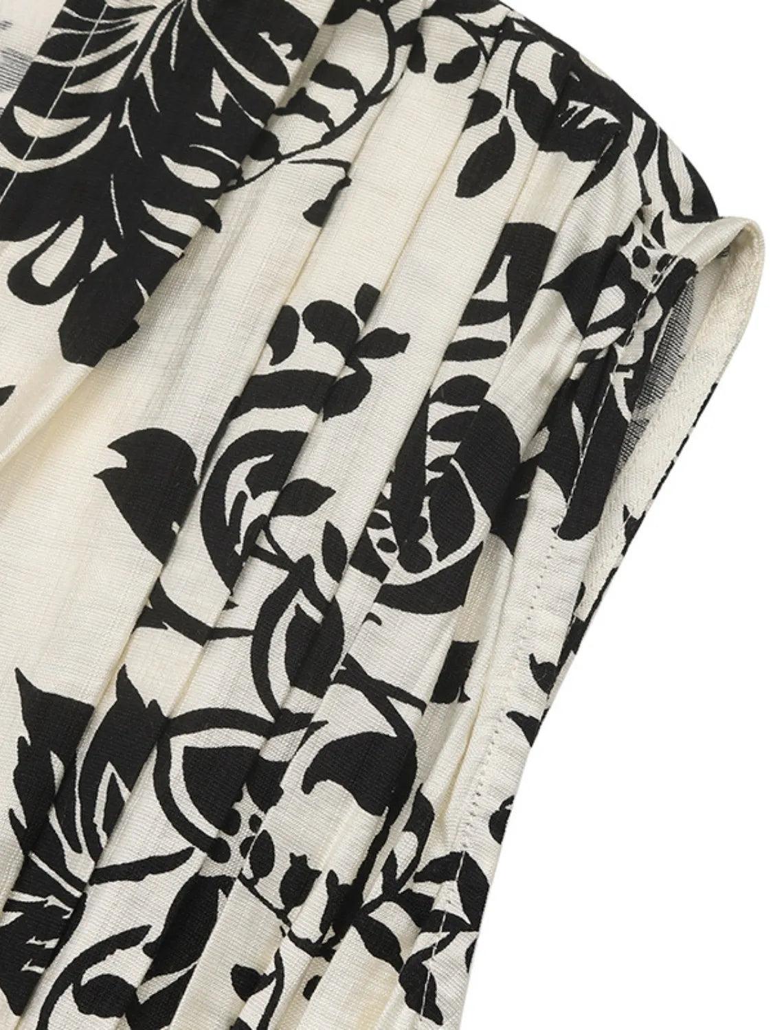 Printed V-Neck Cap Sleeve Dress