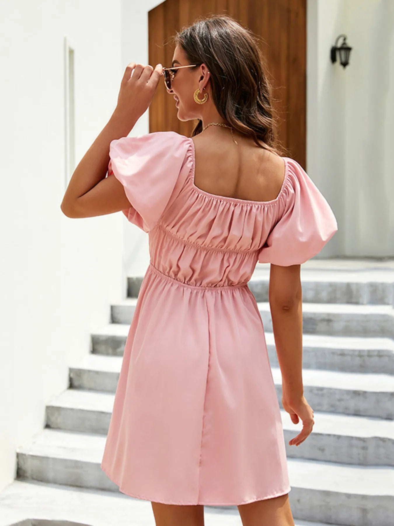 Off-Shoulder Puff Sleeve Mini Dress