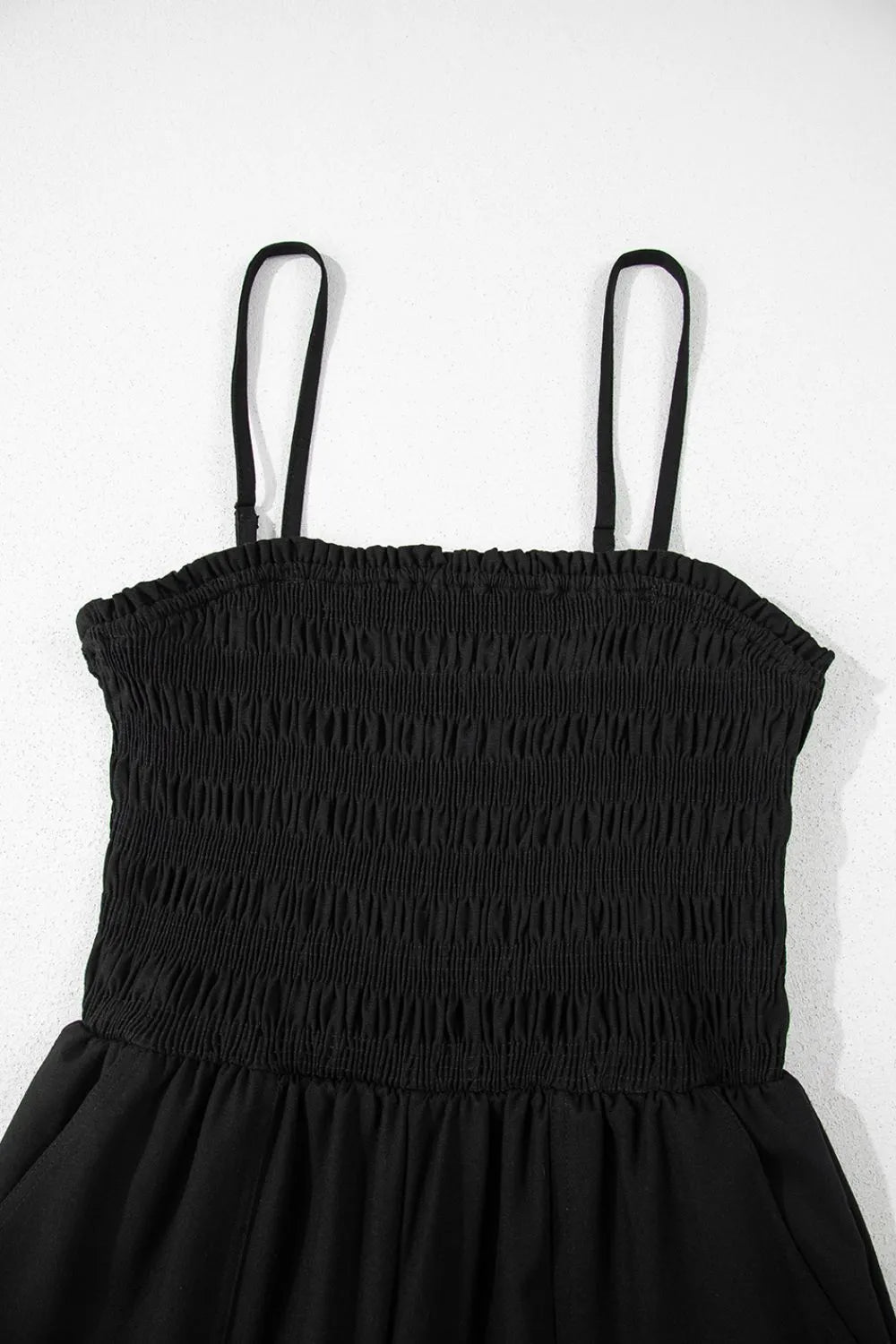 Smocked Spaghetti Straps Wide Leg Jumpsuit