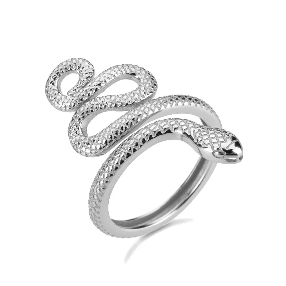925 Sterling Silver Snake Shape Ring Silver 7