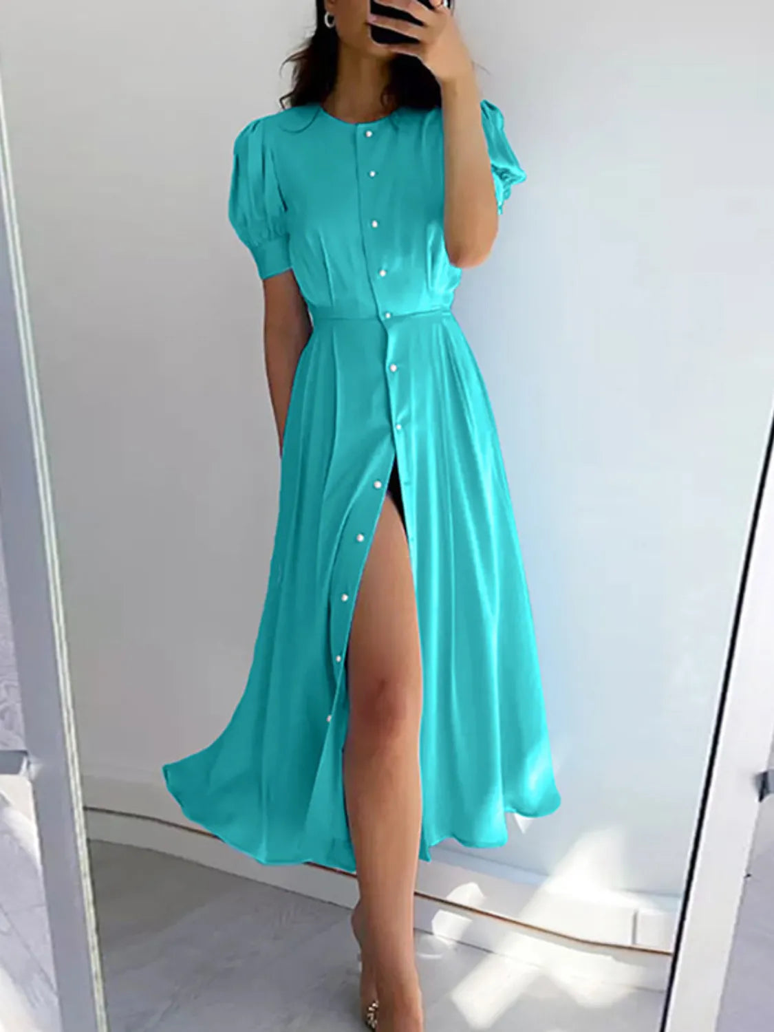 Button Down Short Sleeve Dress