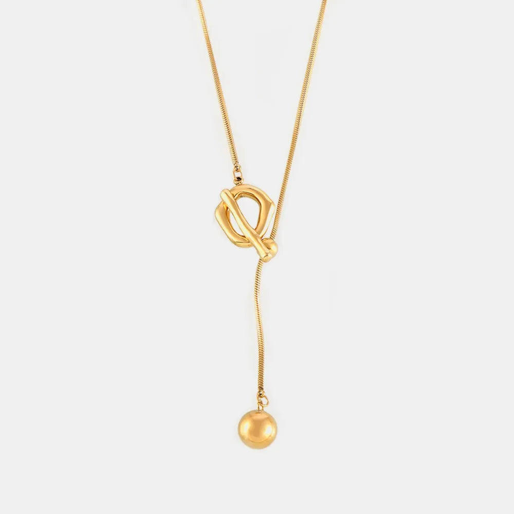 Stainless Steel Bead Necklace Gold One Size