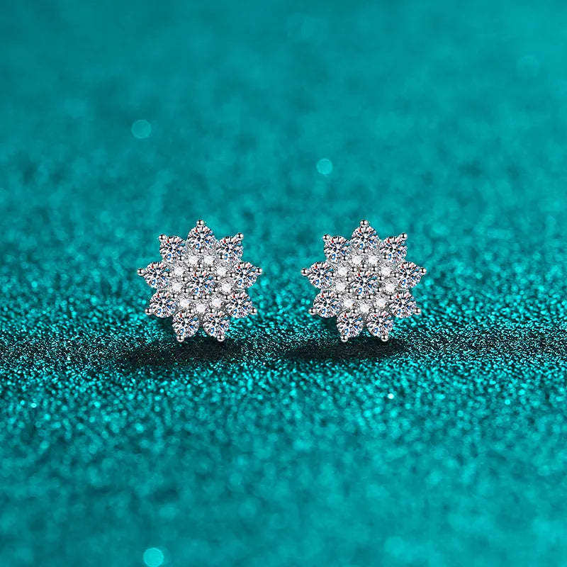 925 Sterling Silver Moissanite Zircon Stud Earrings Silver One Size