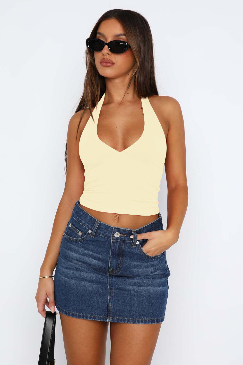 Lovelet Halter Neck Cropped Slim Cami