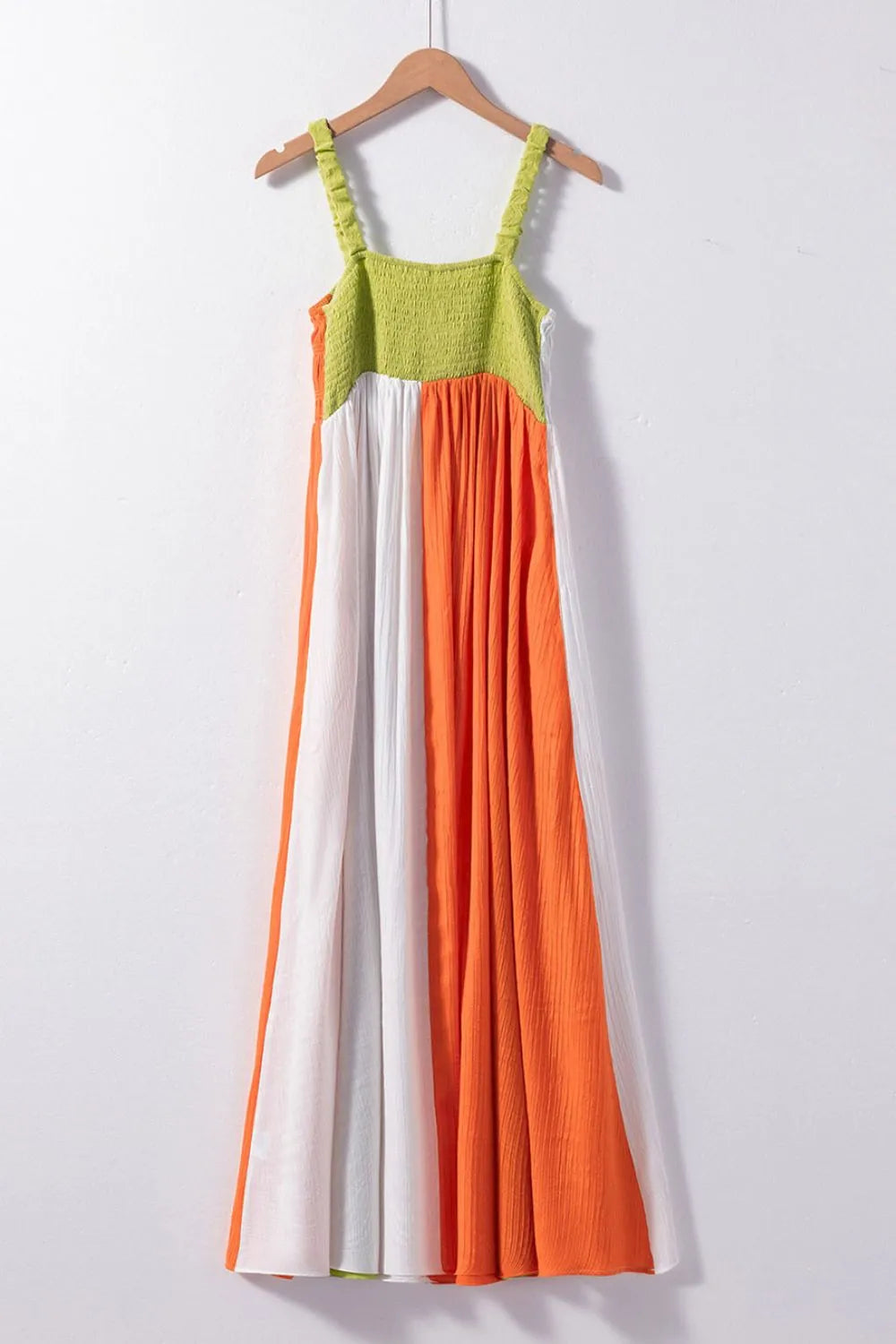 Color Block Smocked Maxi Cami Dress
