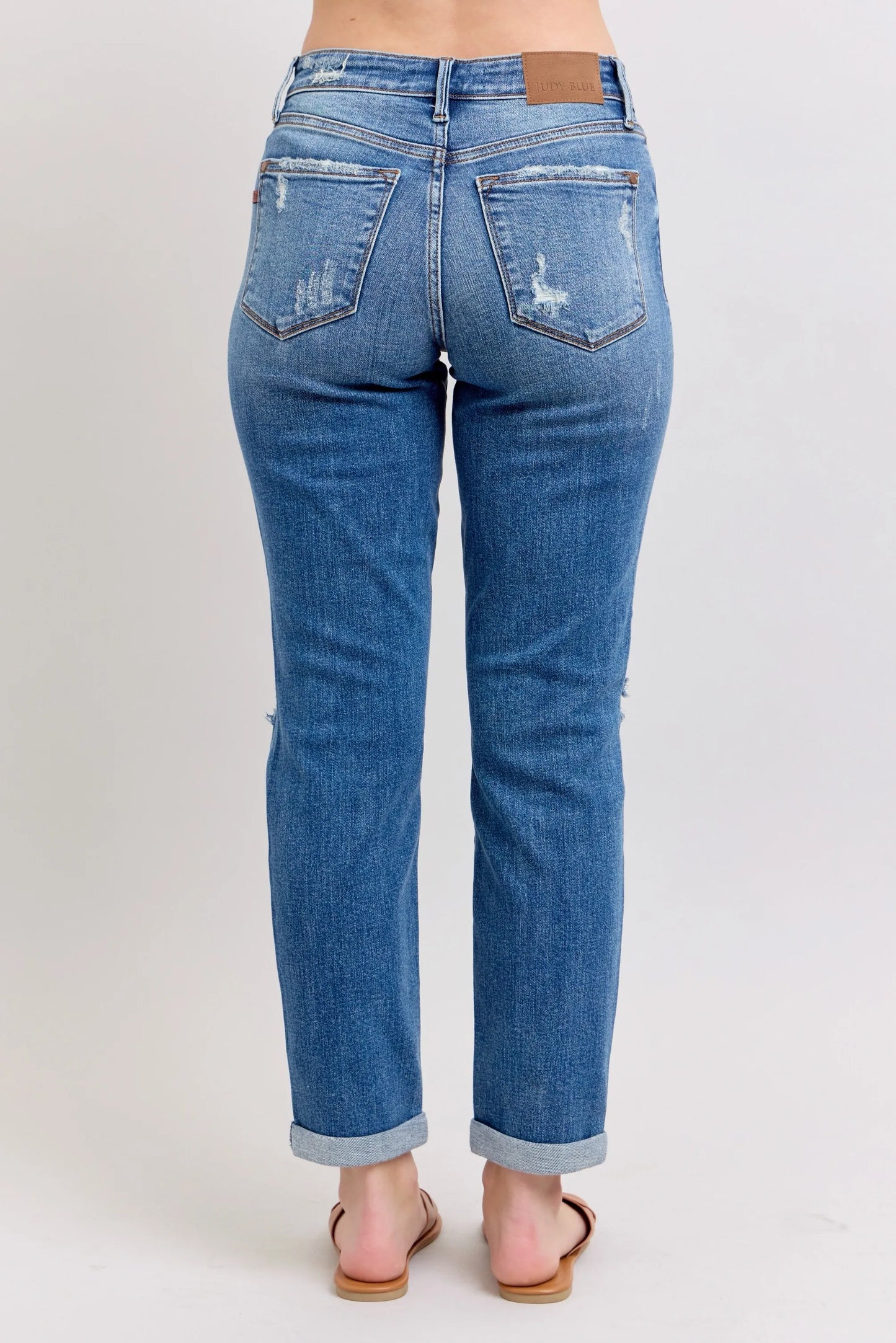 Judy Blue Full Size Mr Vintage Wash Boyfriend Fit W/ Destroy Jeans Plue Size
