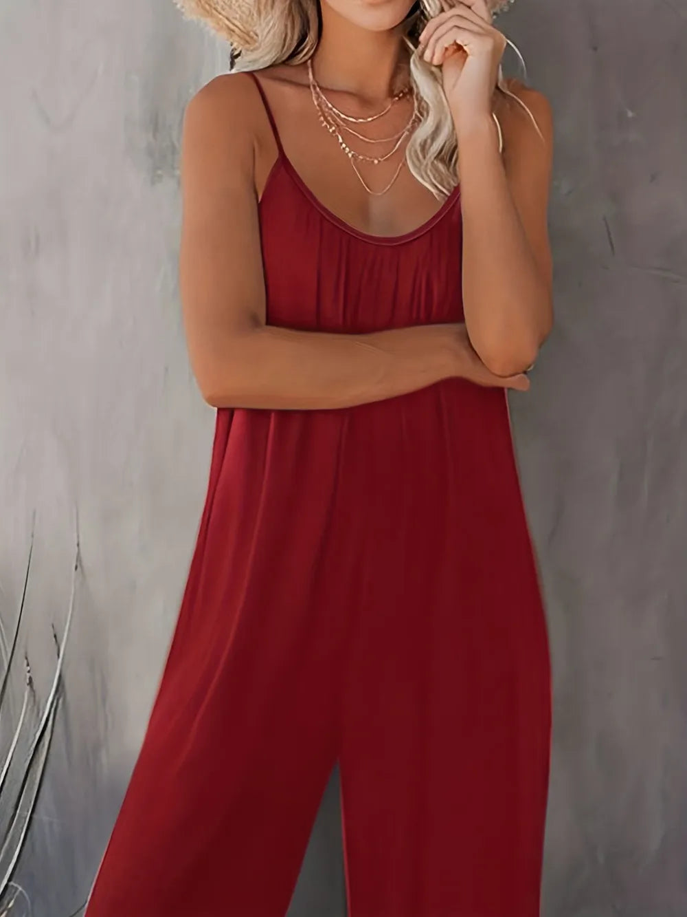 Scoop Neck Spaghetti Strap Jumpsuit