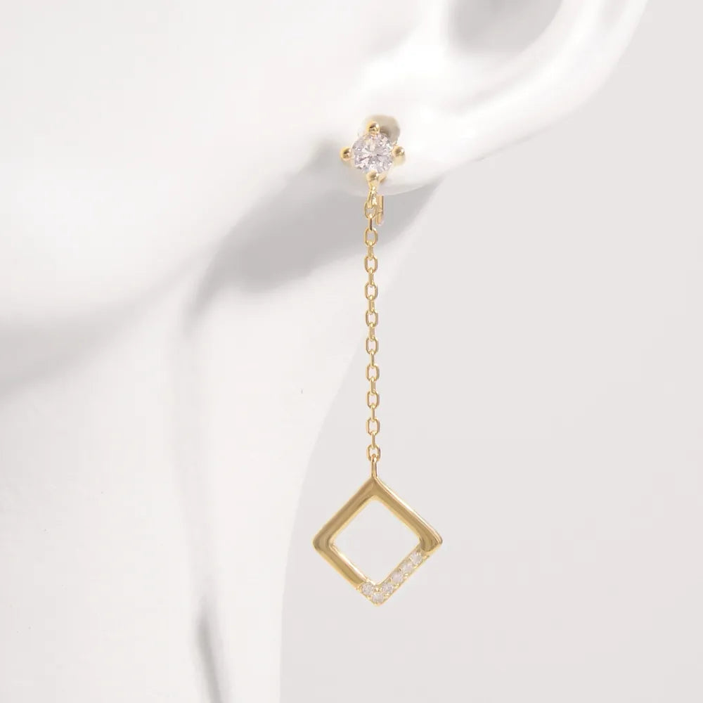 925 Sterling Silver Inlaid Zircon Earrings Gold One Size