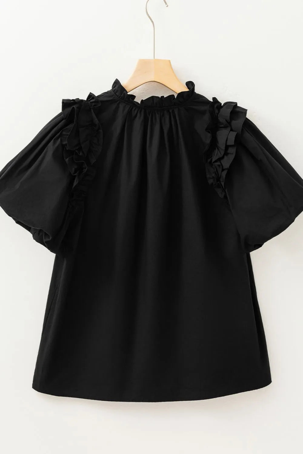 Ruffled Puff Short Sleeve Loose Blouse