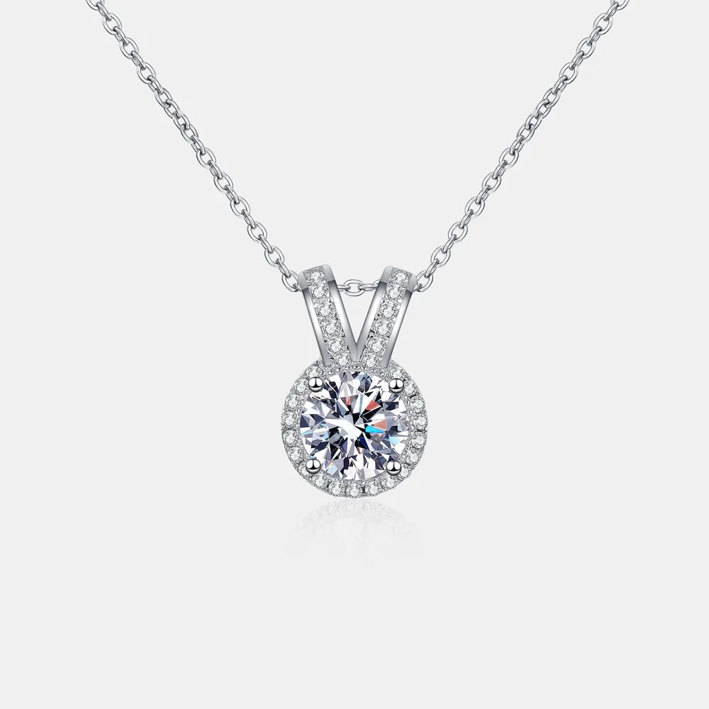 1 Carat Moissanite Rabbit Ears Shape Pendant Necklace Silver One Size