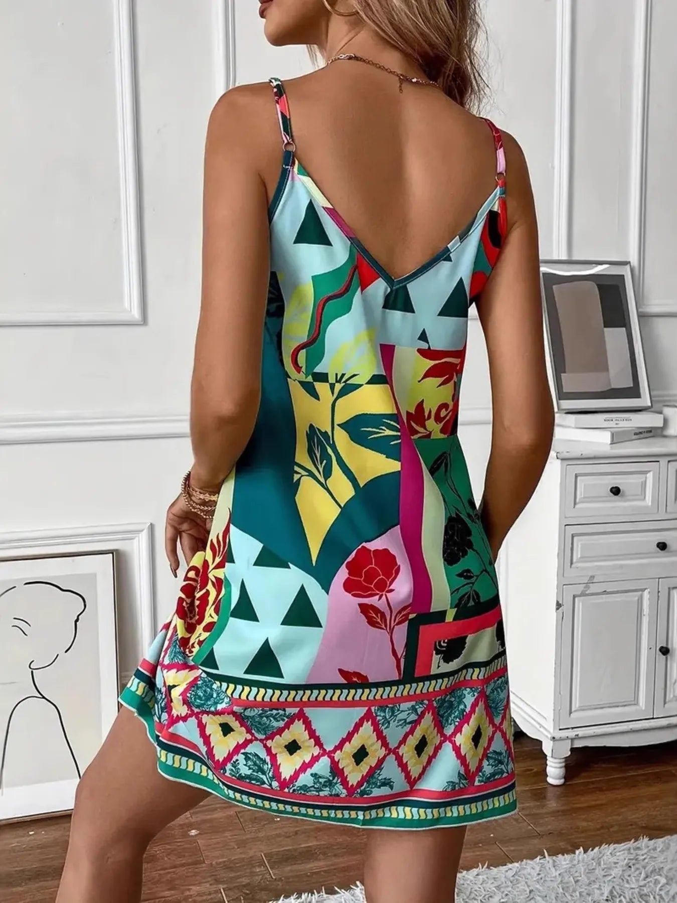 Abstract Print Cami Mini Dress