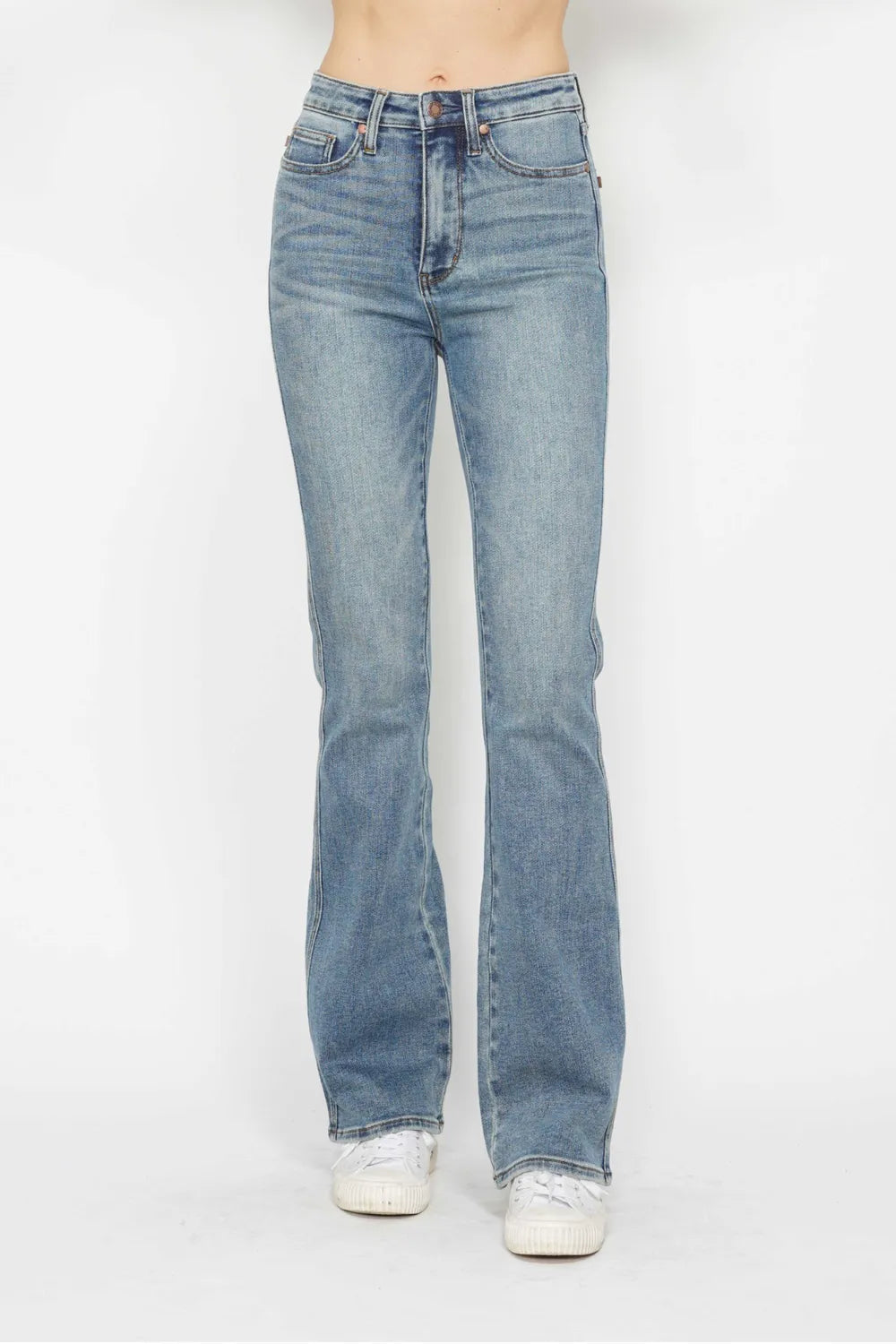 Judy Blue Full Size Tummy Control Back Embroidered Pocketed Bootcut Jeans Plus Size LONG INSEAM