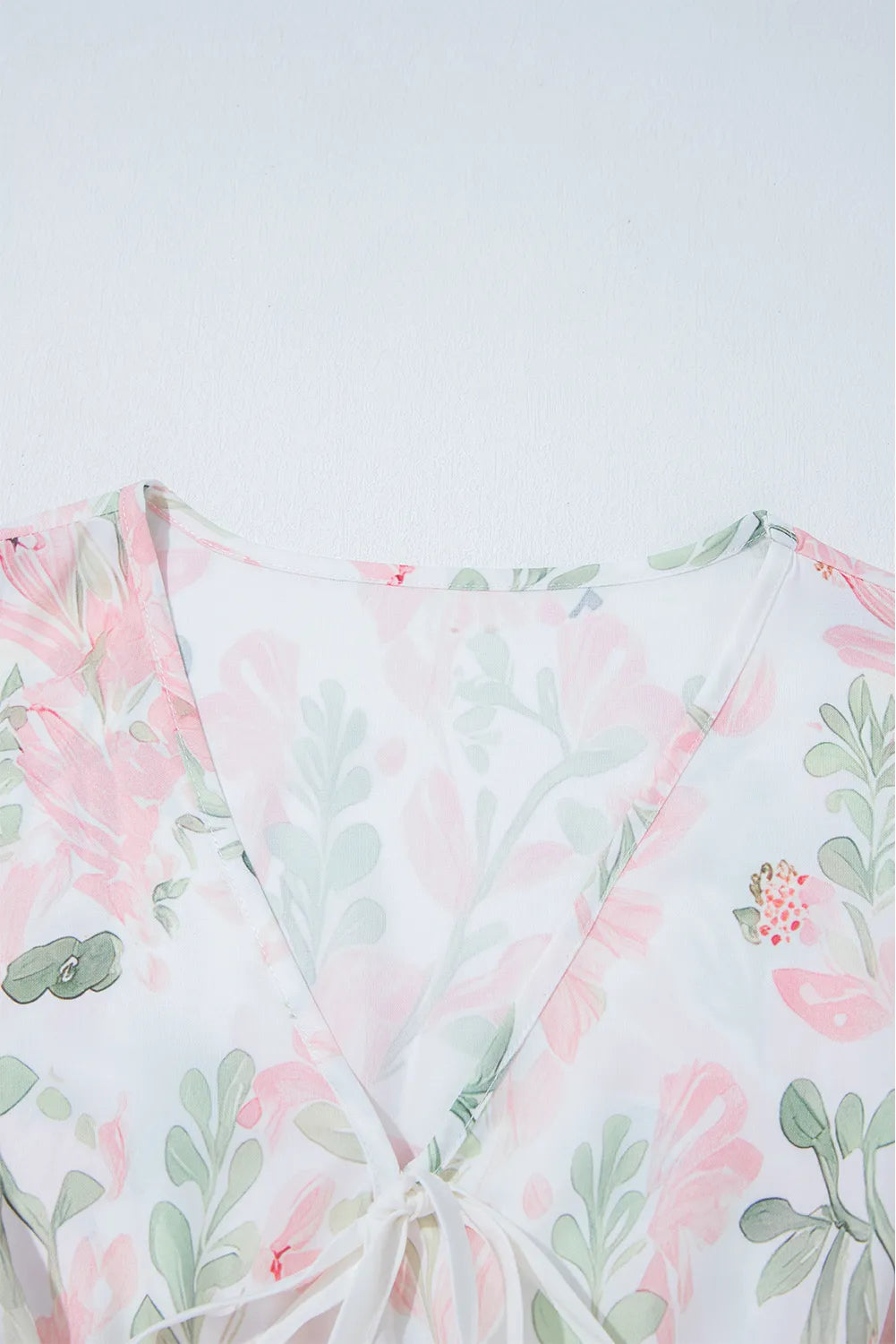 Tied Printed Short Sleeve Blouse